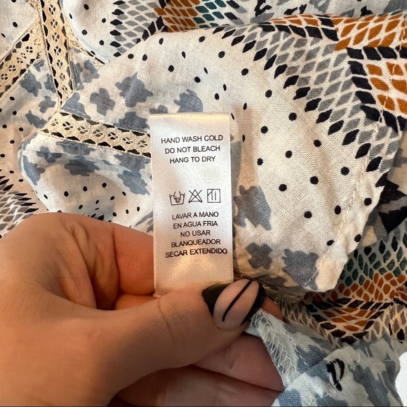 Doe & Rae Shift Multi Pattern Handkerchief Hem Layered Zipper Back Tank Festival - Picture 5 of 7